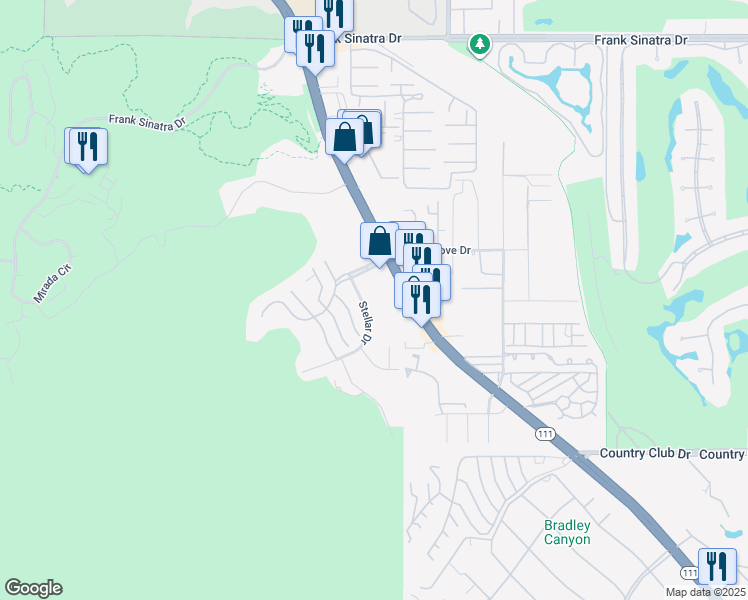 map of restaurants, bars, coffee shops, grocery stores, and more near 70-017 California 111 in Rancho Mirage