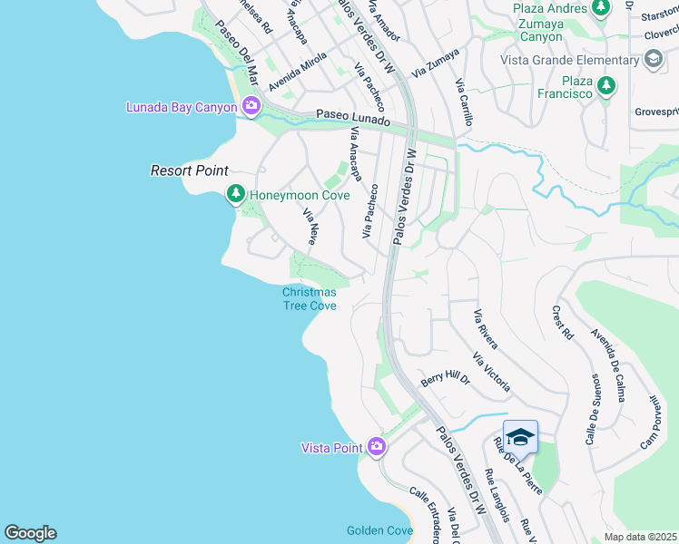 map of restaurants, bars, coffee shops, grocery stores, and more near 609 Paseo Del Mar in Palos Verdes Estates