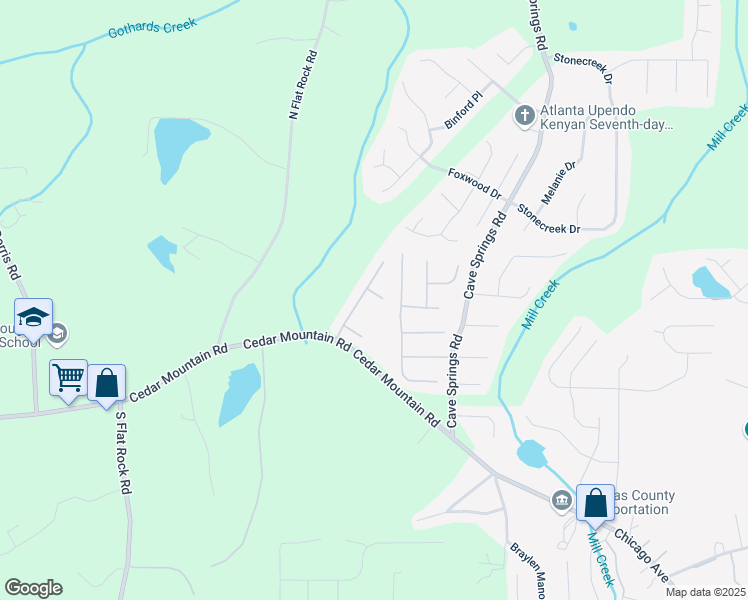 map of restaurants, bars, coffee shops, grocery stores, and more near 7460 Kaley Court in Douglasville