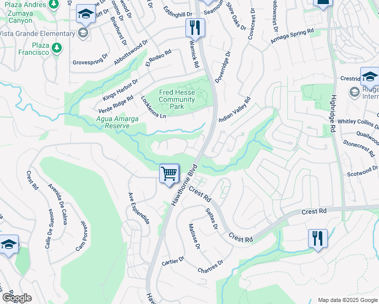 map of restaurants, bars, coffee shops, grocery stores, and more near 6526 Ocean Crest Drive in Rancho Palos Verdes