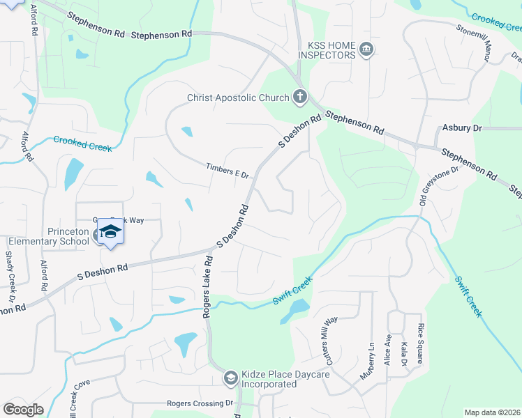map of restaurants, bars, coffee shops, grocery stores, and more near 1025 Leslie Place in Lithonia