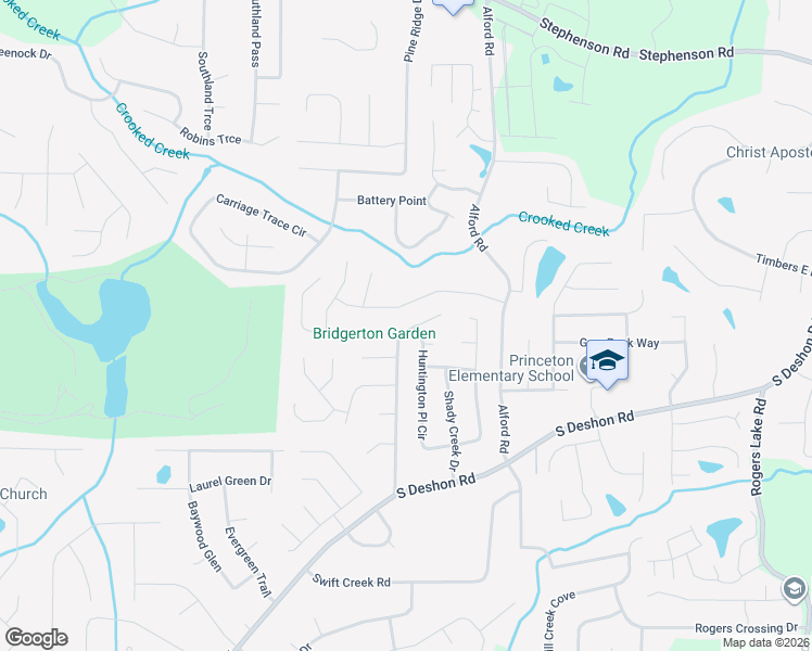 map of restaurants, bars, coffee shops, grocery stores, and more near 1045 Crooked Creek Road in Lithonia