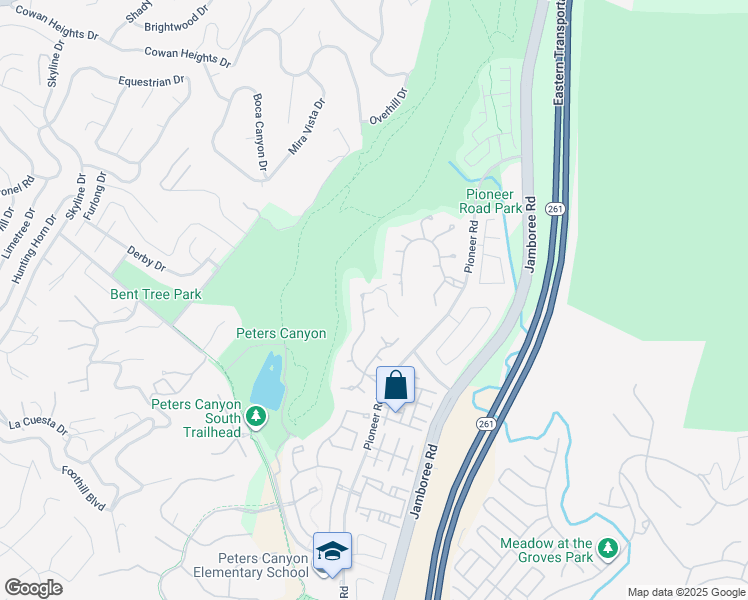 map of restaurants, bars, coffee shops, grocery stores, and more near 10715 Plumas Way in Tustin