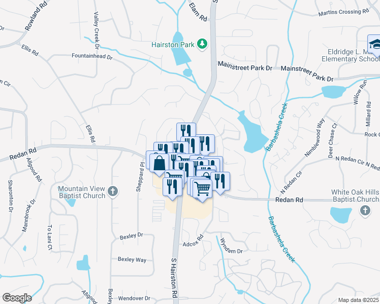 map of restaurants, bars, coffee shops, grocery stores, and more near in DeKalb County