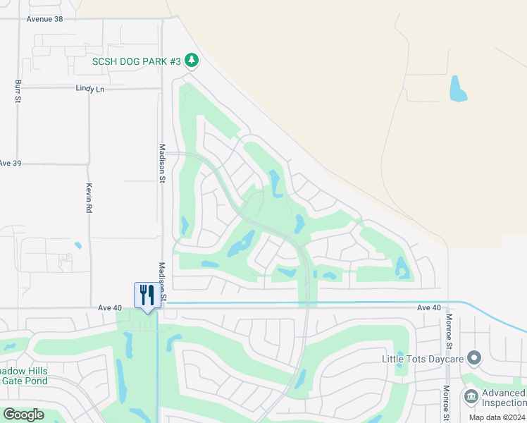 map of restaurants, bars, coffee shops, grocery stores, and more near 81360 Corte Compras in Indio