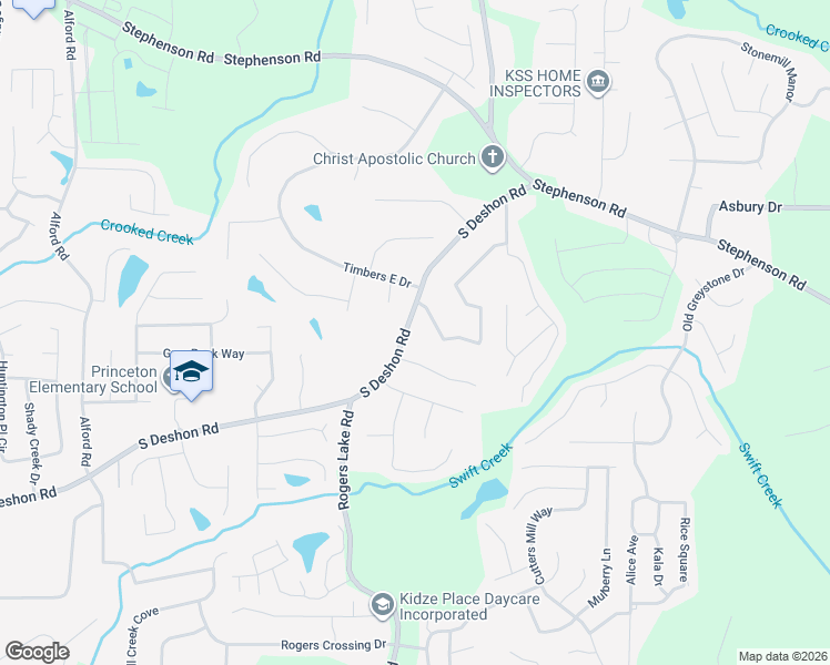 map of restaurants, bars, coffee shops, grocery stores, and more near 1025 Leslie Place in Lithonia