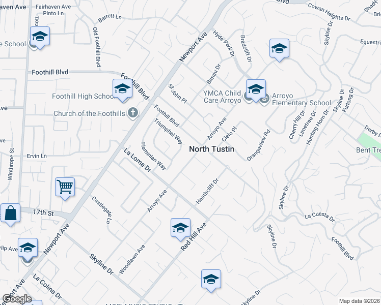 map of restaurants, bars, coffee shops, grocery stores, and more near 11561 Arroyo Avenue in Santa Ana