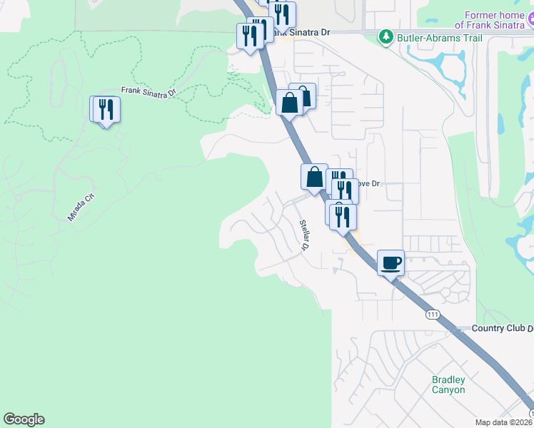 map of restaurants, bars, coffee shops, grocery stores, and more near 28 Alta Vista in Rancho Mirage