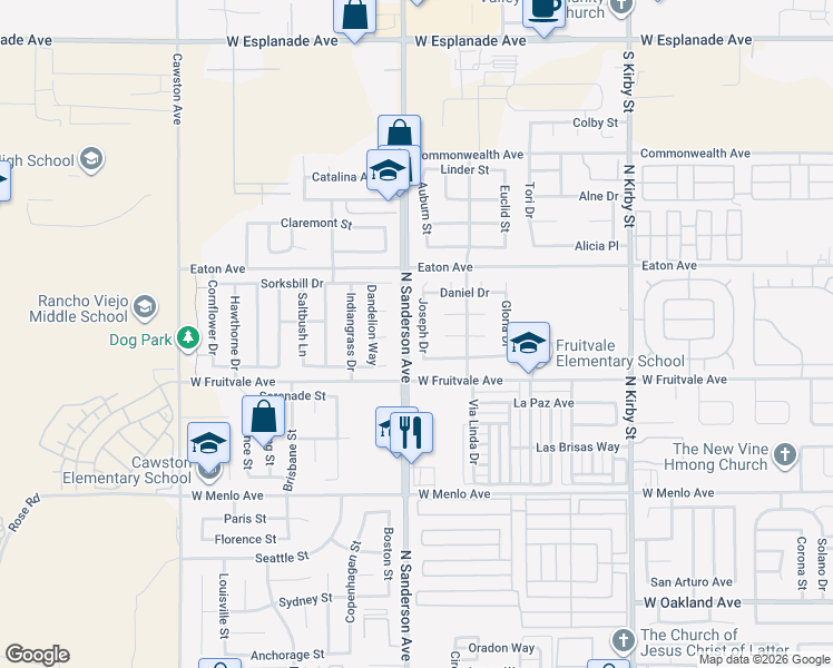 map of restaurants, bars, coffee shops, grocery stores, and more near 985 Joseph Drive in Hemet