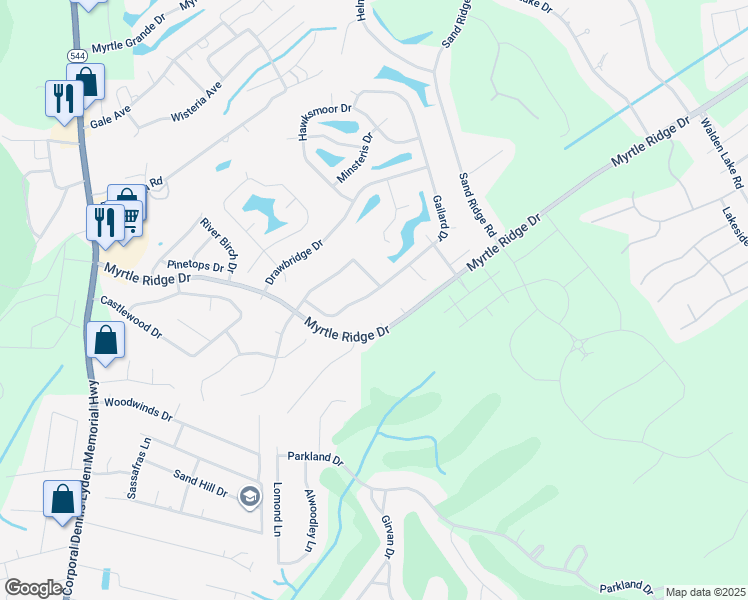 map of restaurants, bars, coffee shops, grocery stores, and more near 1222 Gailard Drive in Myrtle Beach