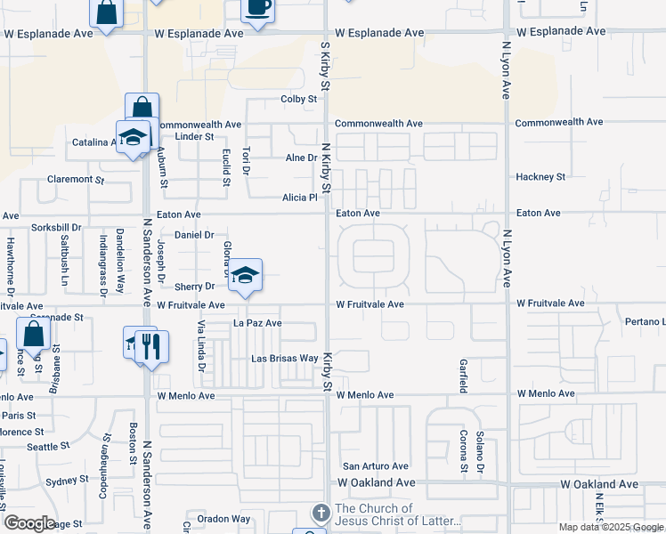 map of restaurants, bars, coffee shops, grocery stores, and more near 2405 El Rancho Circle in Hemet