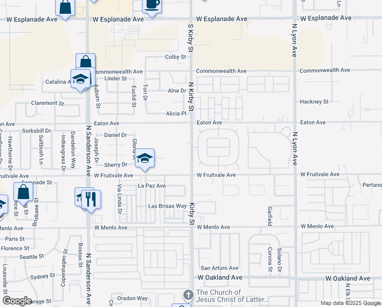 map of restaurants, bars, coffee shops, grocery stores, and more near 995 Kirby Street in Hemet