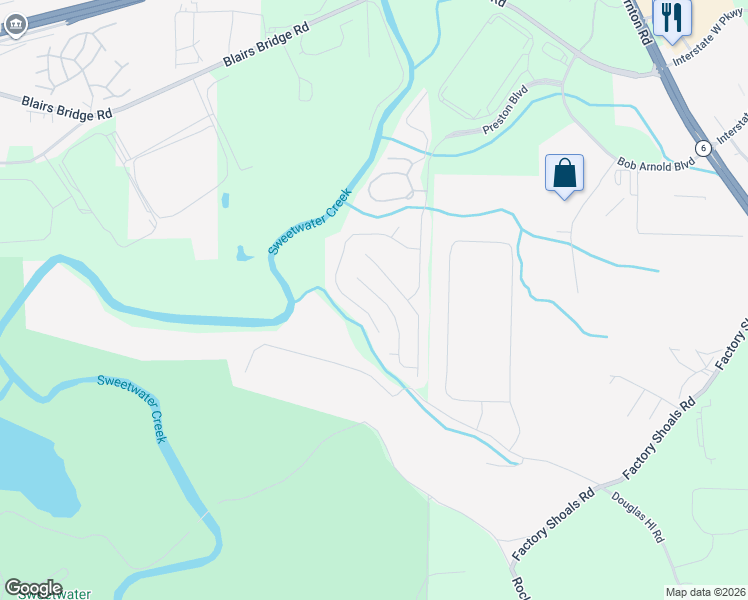 map of restaurants, bars, coffee shops, grocery stores, and more near 1620 Bradmere Lane in Lithia Springs