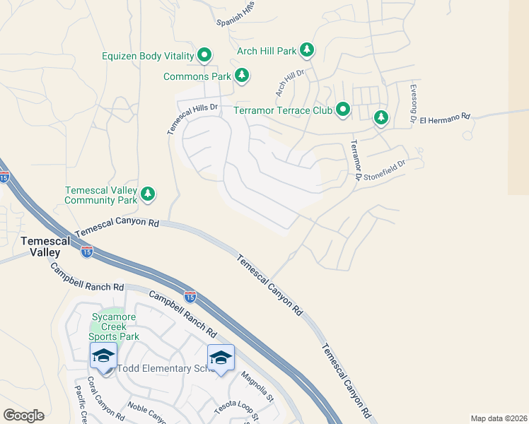 map of restaurants, bars, coffee shops, grocery stores, and more near 24636 Overlook Drive in Corona