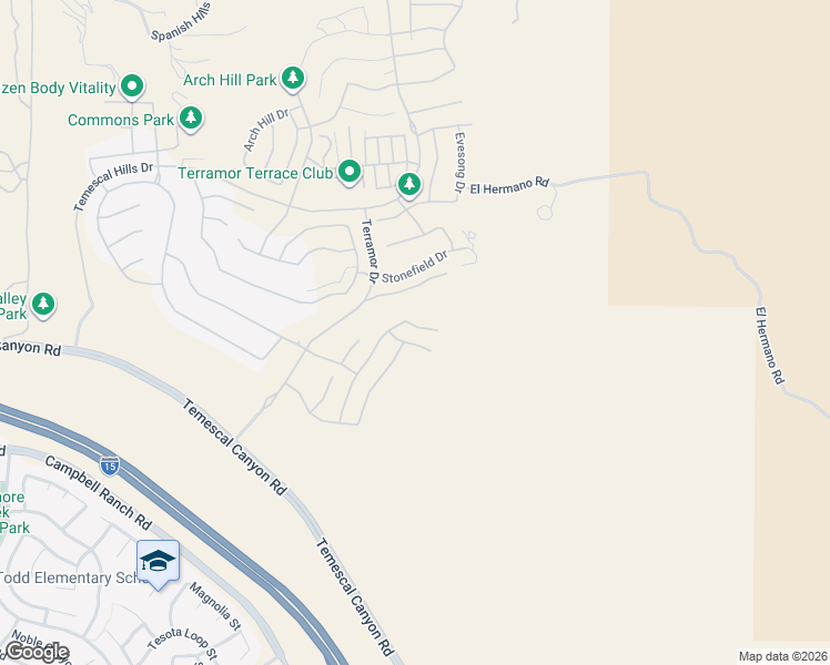map of restaurants, bars, coffee shops, grocery stores, and more near 24560 Acadia Drive in Corona