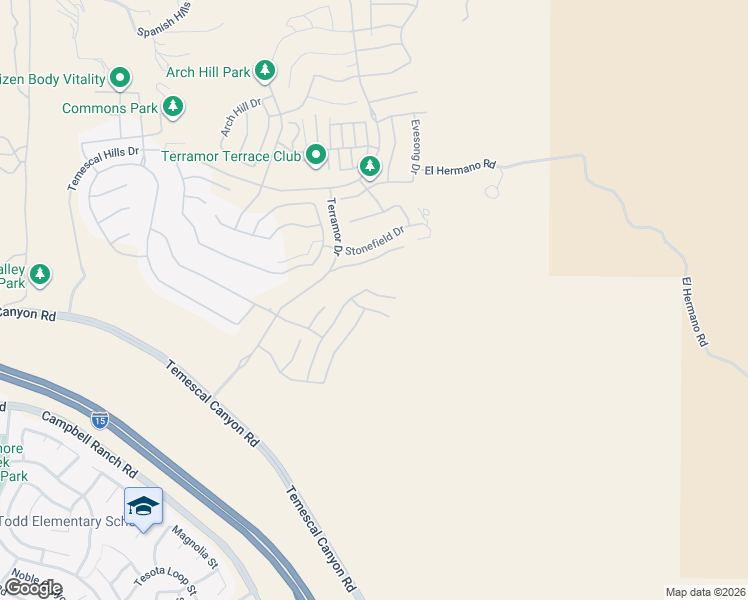 map of restaurants, bars, coffee shops, grocery stores, and more near 24560 Acadia Drive in Corona