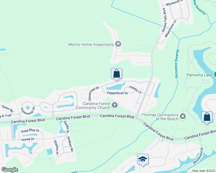 map of restaurants, bars, coffee shops, grocery stores, and more near 969 Silvercrest Drive in Myrtle Beach