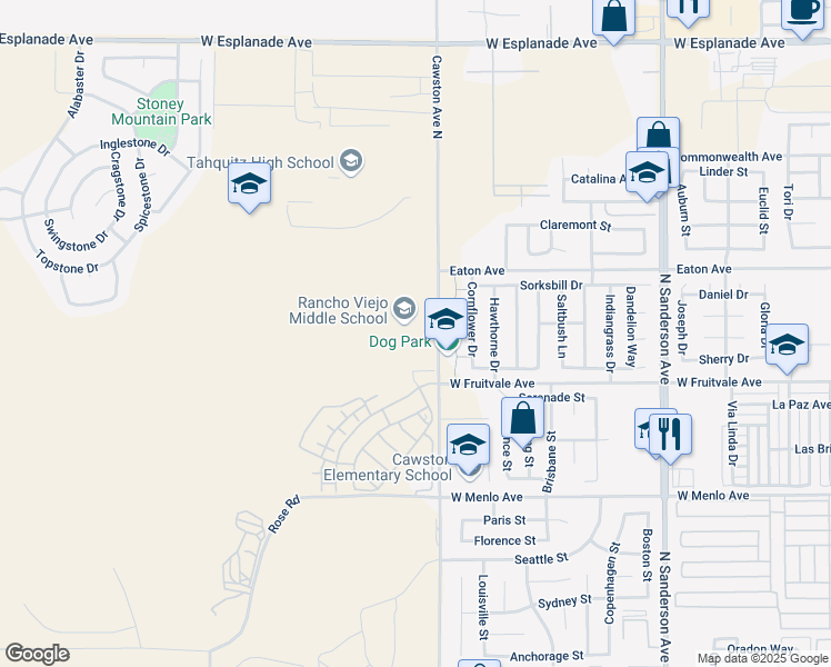 map of restaurants, bars, coffee shops, grocery stores, and more near 985 Cawston Avenue North in Hemet