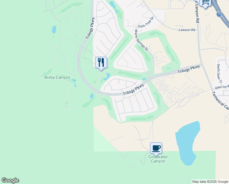 map of restaurants, bars, coffee shops, grocery stores, and more near 9181 Pioneer Lane in Corona