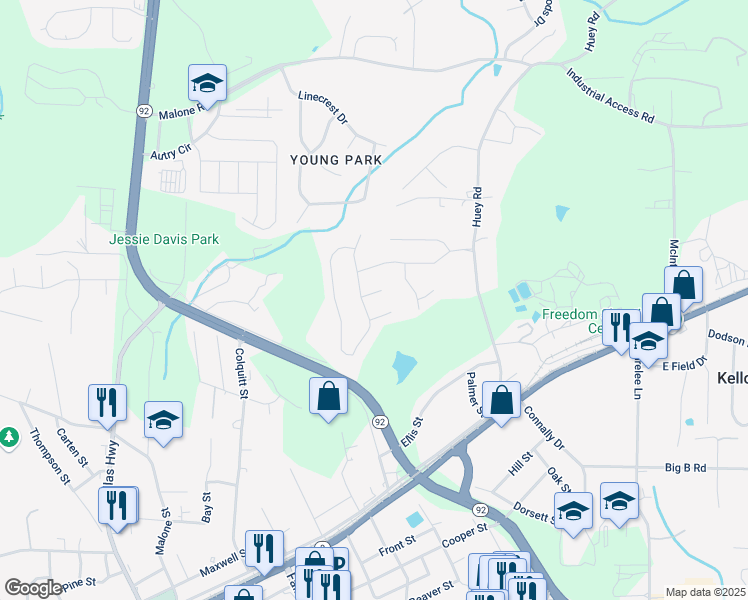 map of restaurants, bars, coffee shops, grocery stores, and more near 7863 Varden Court in Douglasville