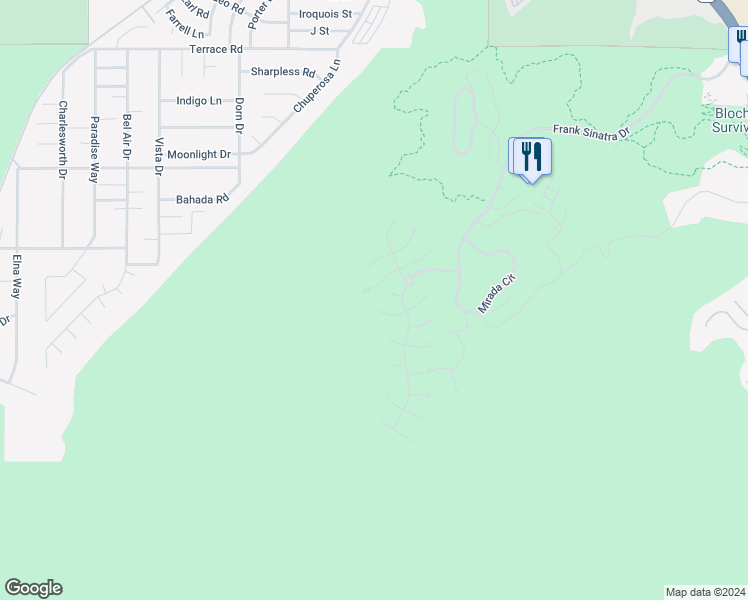 map of restaurants, bars, coffee shops, grocery stores, and more near 31 Hillcrest Drive in Rancho Mirage