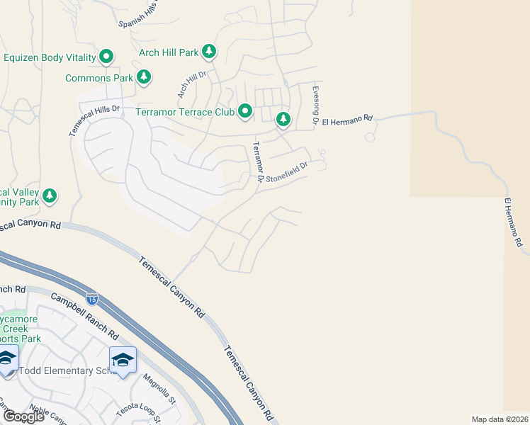 map of restaurants, bars, coffee shops, grocery stores, and more near 24655 Acadia Drive in Corona
