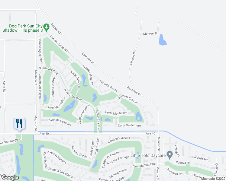map of restaurants, bars, coffee shops, grocery stores, and more near 81639 Avenida Viesca in Indio
