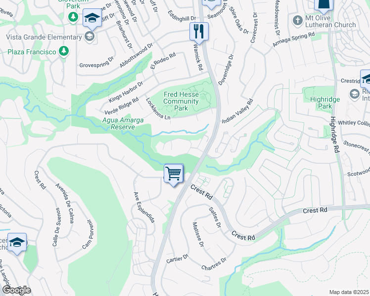 map of restaurants, bars, coffee shops, grocery stores, and more near 6542 Ocean Crest Drive in Rancho Palos Verdes