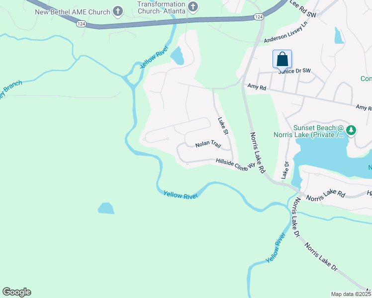map of restaurants, bars, coffee shops, grocery stores, and more near 8051 Nolan Trail in Snellville