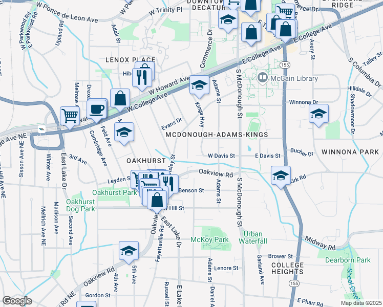 map of restaurants, bars, coffee shops, grocery stores, and more near 354 Greenwood Avenue in Decatur