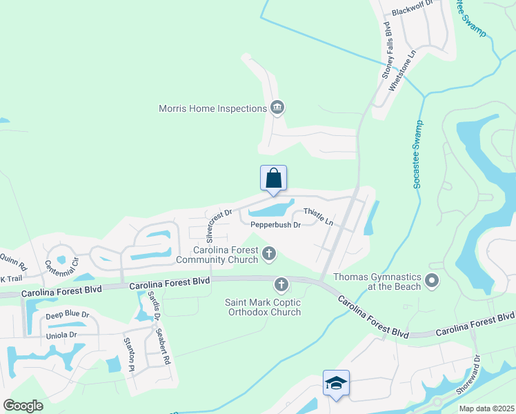 map of restaurants, bars, coffee shops, grocery stores, and more near 969 Silvercrest Drive in Myrtle Beach