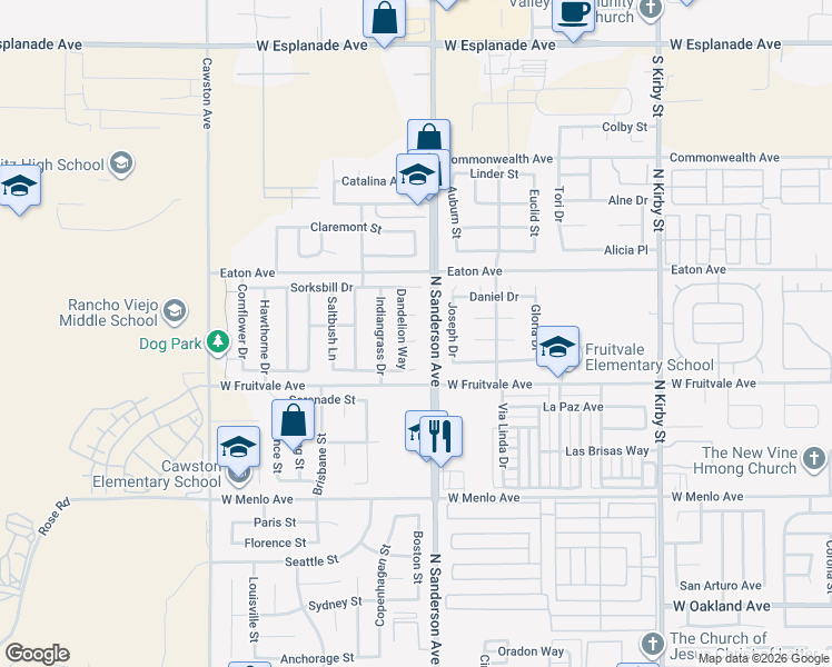 map of restaurants, bars, coffee shops, grocery stores, and more near 3350 Blazingstar Court in Hemet