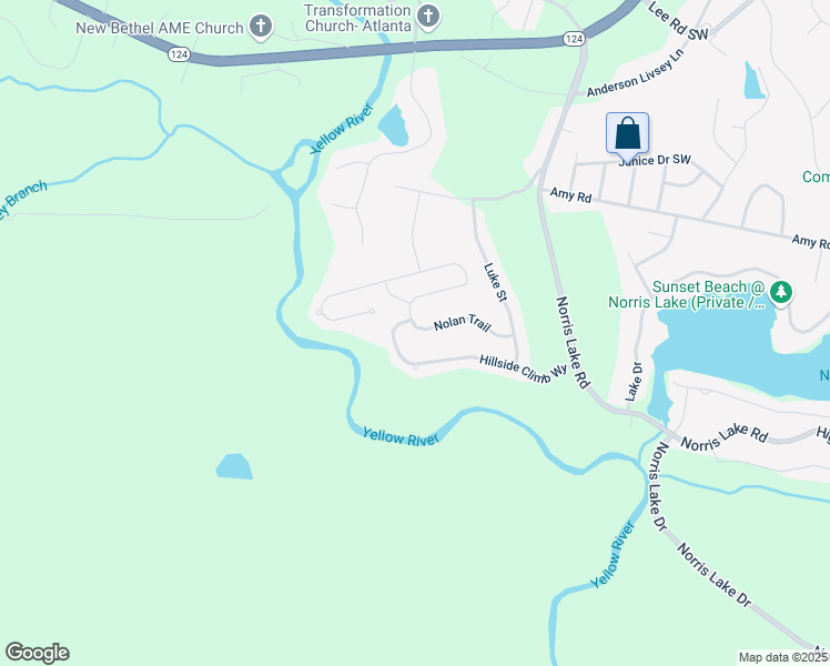 map of restaurants, bars, coffee shops, grocery stores, and more near 8051 Nolan Trail in Snellville