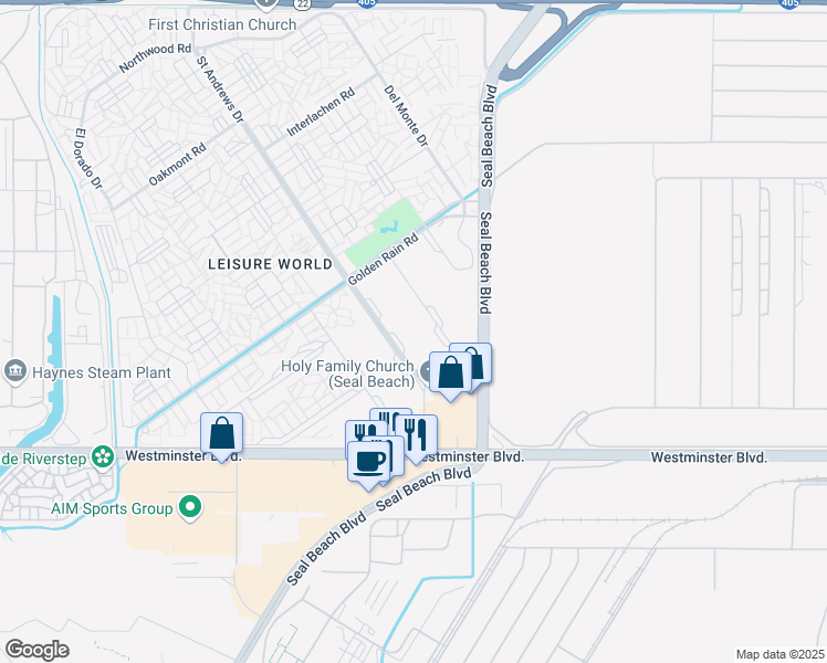 map of restaurants, bars, coffee shops, grocery stores, and more near 13701 Annandale Drive in Seal Beach