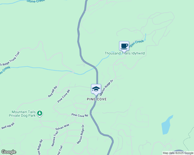 map of restaurants, bars, coffee shops, grocery stores, and more near Esperanza Firefighters Memorial Highway in Idyllwild-Pine Cove