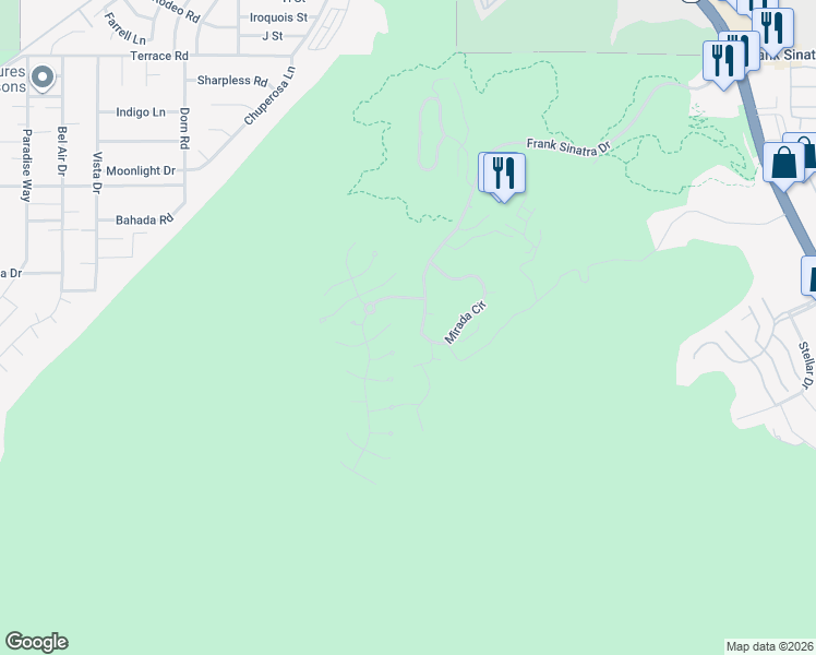 map of restaurants, bars, coffee shops, grocery stores, and more near 7 Mirada Circle in Rancho Mirage