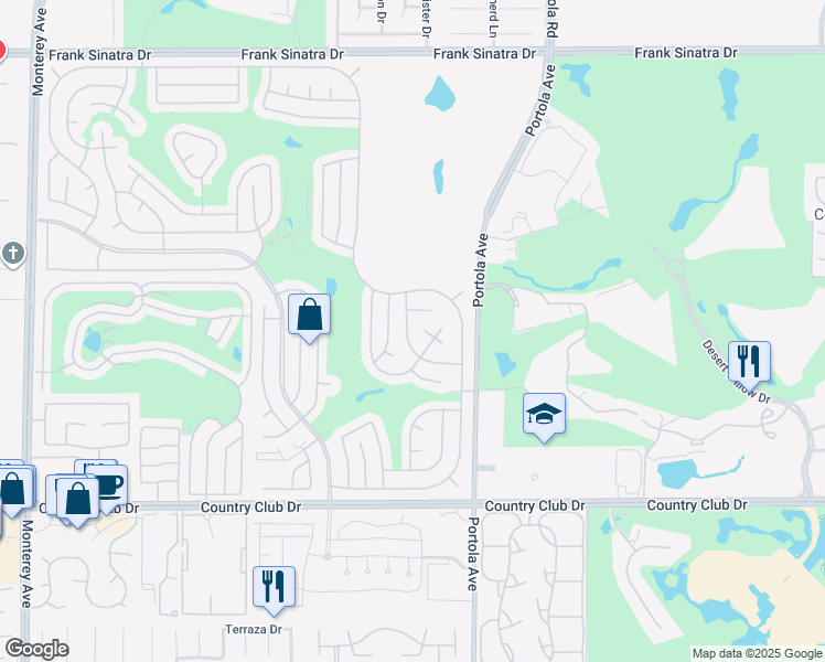 map of restaurants, bars, coffee shops, grocery stores, and more near 39240 Hidden Water Place in Palm Desert