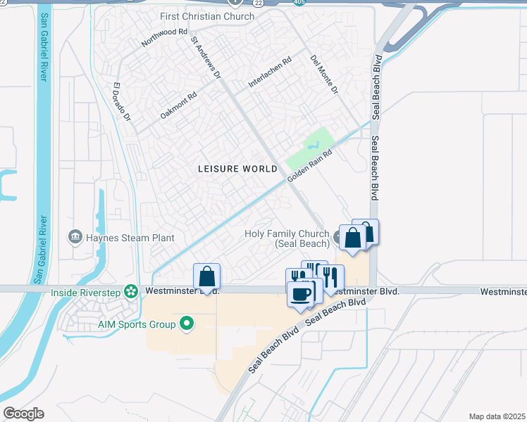 map of restaurants, bars, coffee shops, grocery stores, and more near 1603 Merion Way in Seal Beach