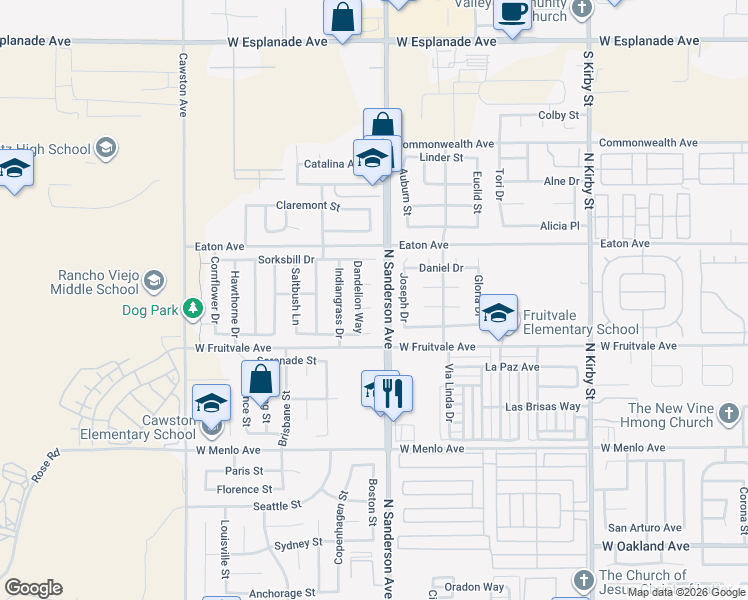 map of restaurants, bars, coffee shops, grocery stores, and more near 3350 Blazingstar Court in Hemet