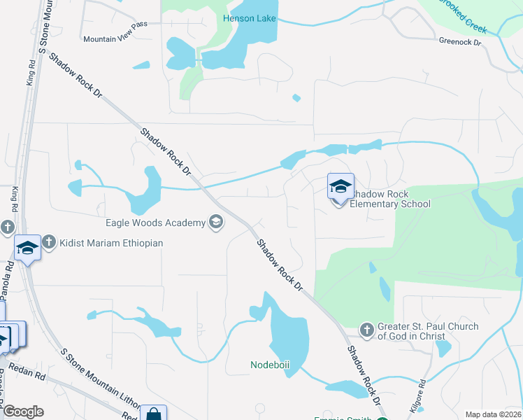 map of restaurants, bars, coffee shops, grocery stores, and more near 1063 Carriage Place in Lithonia
