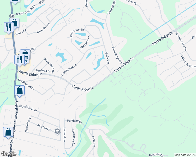 map of restaurants, bars, coffee shops, grocery stores, and more near 674 Myrtle Ridge Drive in Myrtle Beach