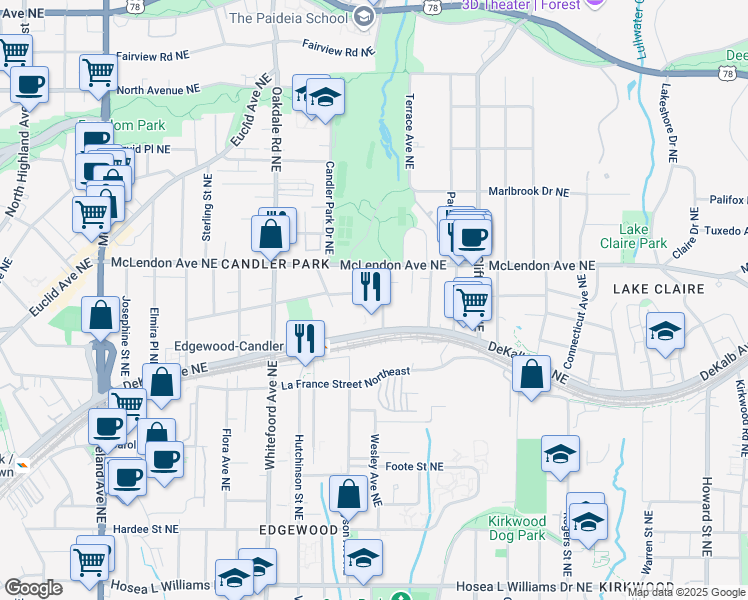 map of restaurants, bars, coffee shops, grocery stores, and more near 344 Mell Avenue Northeast in Atlanta