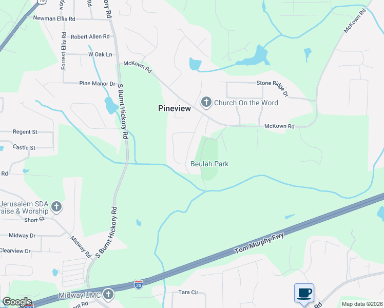 map of restaurants, bars, coffee shops, grocery stores, and more near 1536 East Highpoint Drive in Douglasville