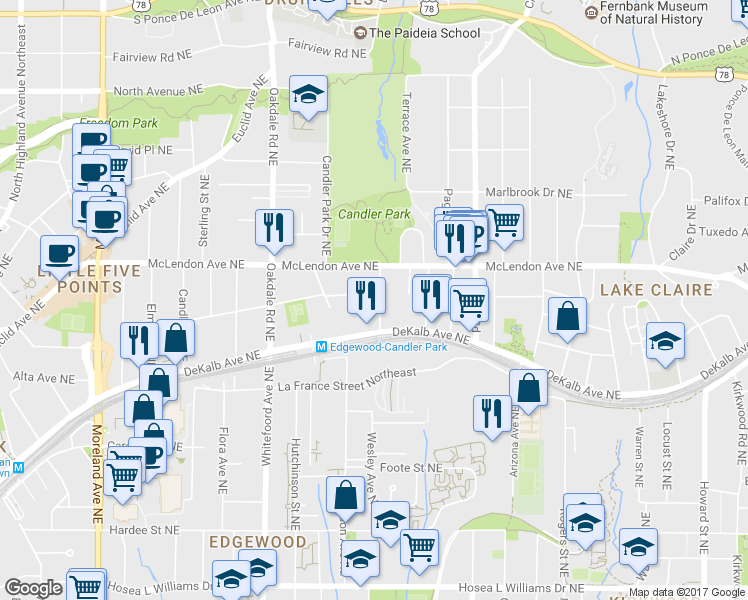 map of restaurants, bars, coffee shops, grocery stores, and more near 344 Mell Avenue Northeast in Atlanta