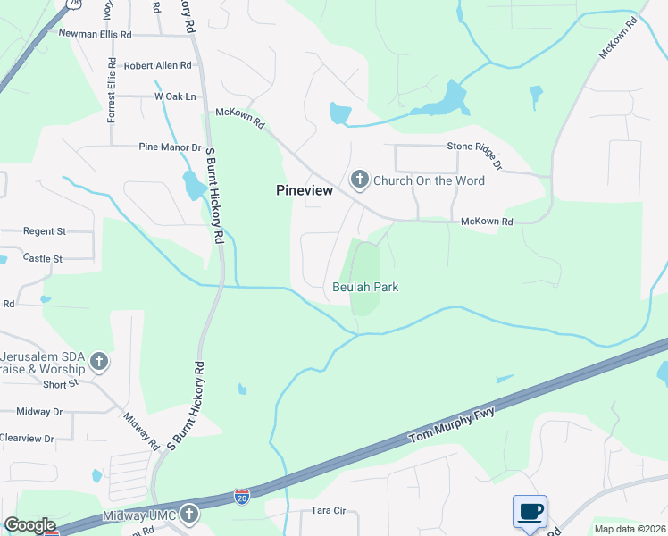 map of restaurants, bars, coffee shops, grocery stores, and more near 1536 East Highpoint Drive in Douglasville