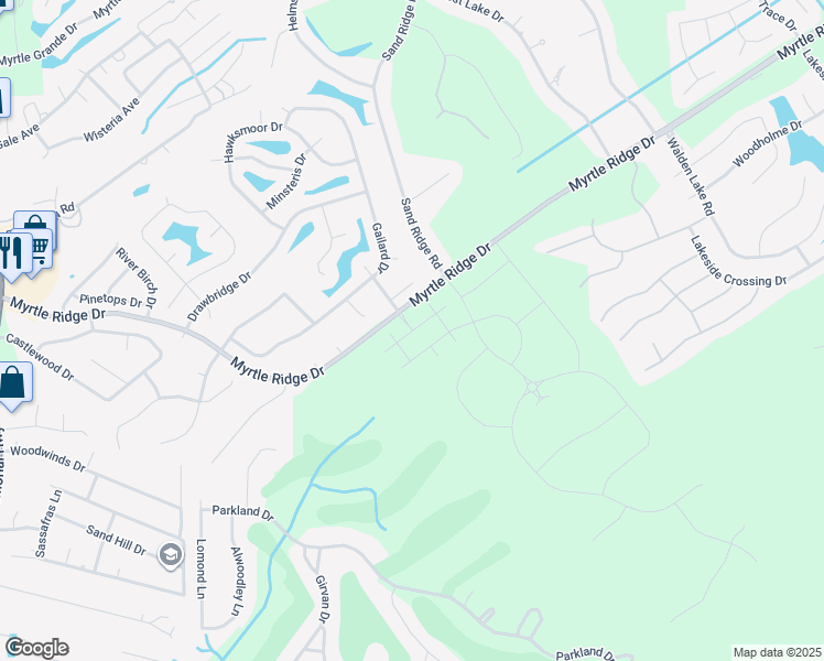 map of restaurants, bars, coffee shops, grocery stores, and more near 100 Peninsula Court in Conway