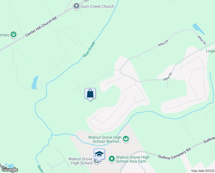 map of restaurants, bars, coffee shops, grocery stores, and more near 1022 Carriage Way in Loganville