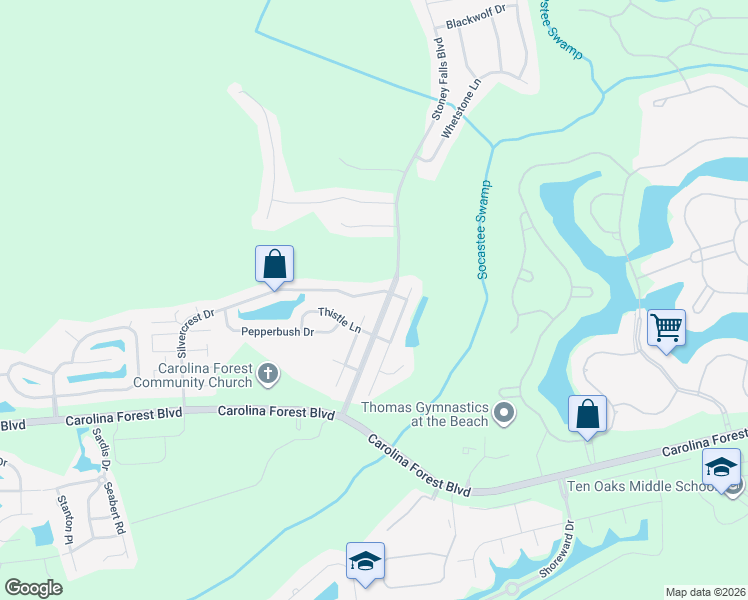 map of restaurants, bars, coffee shops, grocery stores, and more near 461 Dandelion Lane in Myrtle Beach