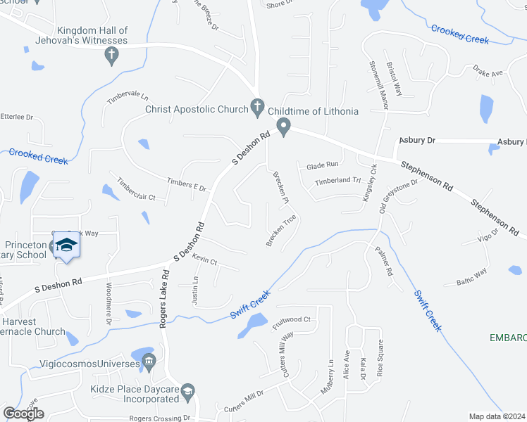map of restaurants, bars, coffee shops, grocery stores, and more near 999 Brecken Lane in Lithonia