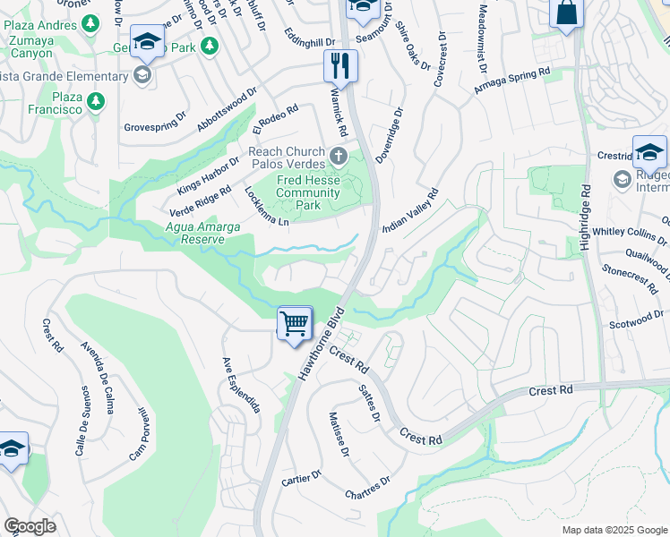 map of restaurants, bars, coffee shops, grocery stores, and more near 29707 Island View Drive in Rancho Palos Verdes